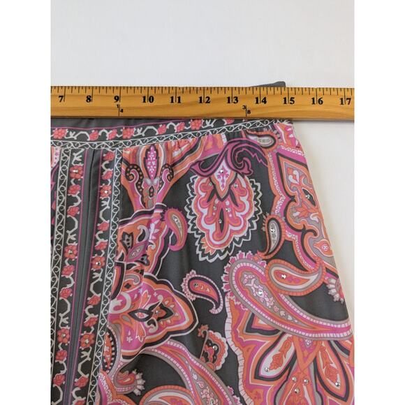 INC Fairy‎ Wimsy Pink Paisley Rhinestone Asymmetric Coquette Midi Skirt Size M - Picture 7 of 8